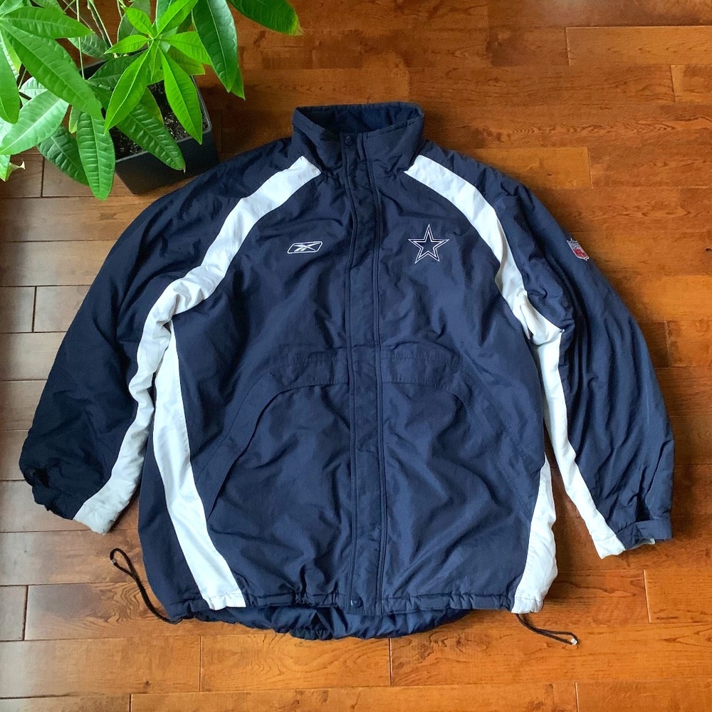 Reebok Navy and White Dallas Cowboys Windbreaker Jacket